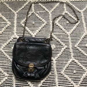 Black leather cross body or shoulder purse
